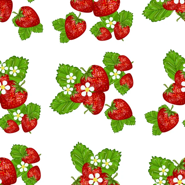 Strawberries with leaves vector illustration.