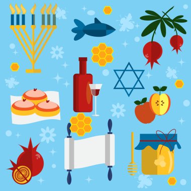 Rosh Hashana Yahudi yeni yıl tebrik kartı.