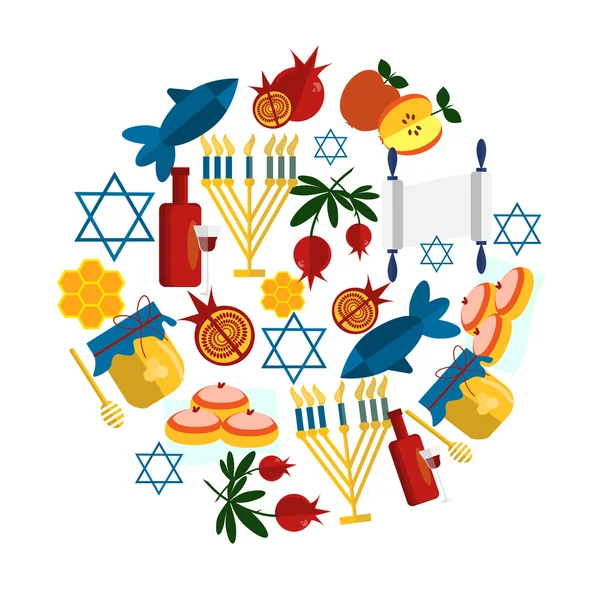 Εβραϊκό νέο έτος ευχετήρια κάρτα για το Ρος Χασανά. — Διανυσματικό Αρχείο