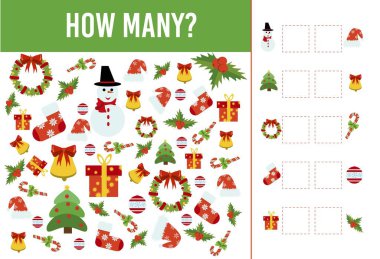 Anaokulu çocukları için sayım oyunu. Eğitici matematik oyunu.