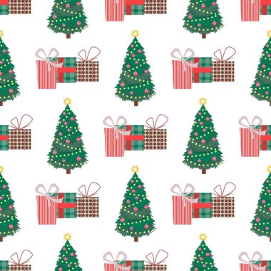 Kusursuz bir Noel deseni Mutlu Noeller kış tatili arka plan dekoratif kağıt çizimi.