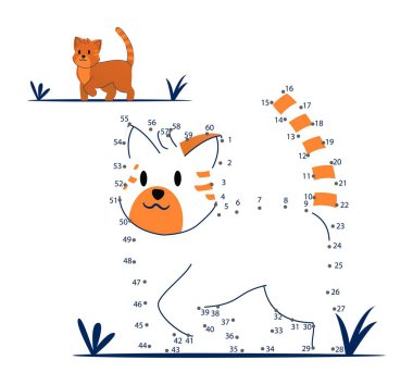Evde eğitim gören çocuklar için nokta nokta oyunu. Çocuk eğitimi için boyama sayfası.