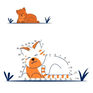 Evde eğitim gören çocuklar için nokta nokta oyunu. Çocuk eğitimi için boyama sayfası.