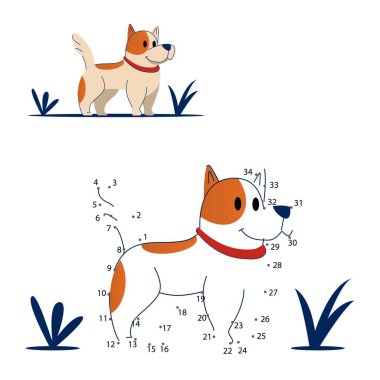 Evde eğitim gören çocuklar için nokta nokta oyunu. Çocuk eğitimi için boyama sayfası.