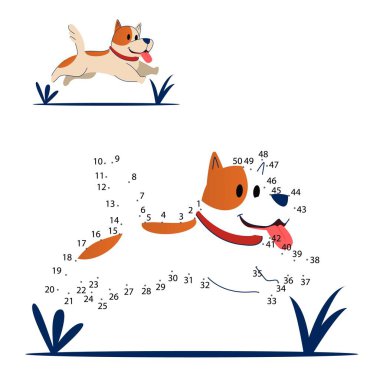 Evde eğitim gören çocuklar için nokta nokta oyunu. Çocuk eğitimi için boyama sayfası.