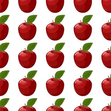 Kırmızı elmalar ve yapraklarla kusursuz bir arkaplan.