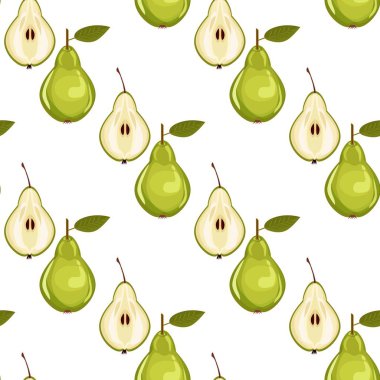 Kağıt arkaplanda şirin armut deseni var. Meyve kalıpları koleksiyonu