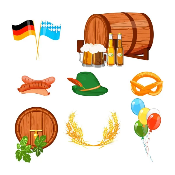 Oktoberfest elemente izolate pe vector alb . — Vector de stoc