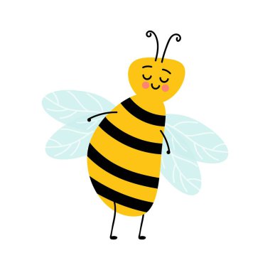 Bal arısı çizgi film karakteri mutlu sinek çizimi.