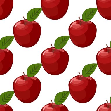 Kırmızı elmalar ve yapraklarla kusursuz bir arkaplan.