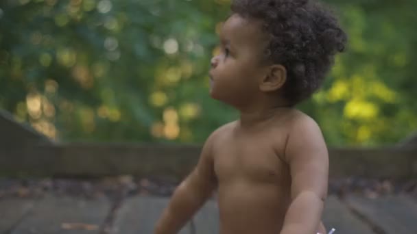 Glad afroamerikansk baby — Stockvideo