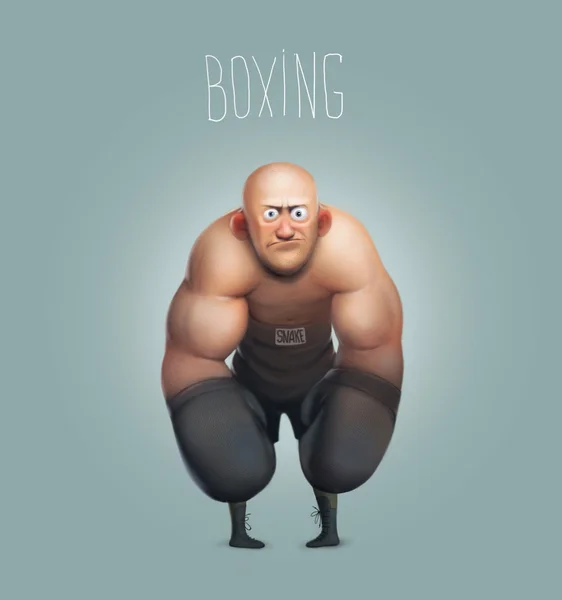 Divertido personaje de dibujos animados, boxeador, campeón de boxeo —  Fotos de Stock