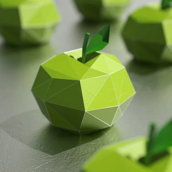 Fruits de pomme lowpoly rendu 3D — Photo