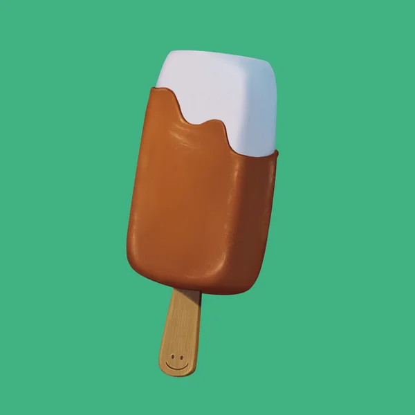 Illustration chocolate ice cream , smile — Stock Photo, Image