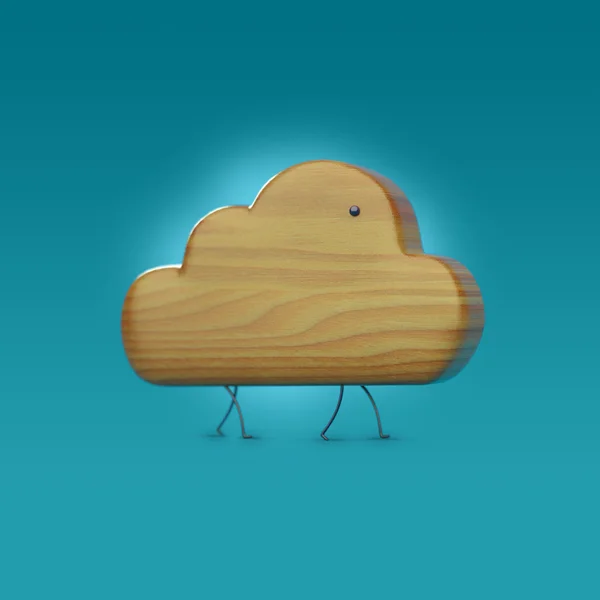 Houten wolk icoon met de benen en een oog, karakter, object — Stockfoto