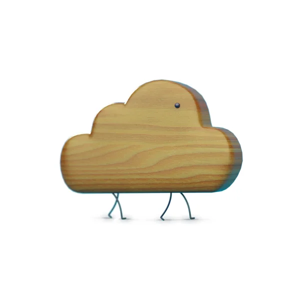 Houten wolk icoon met de benen en een oog, karakter, object — Stockfoto