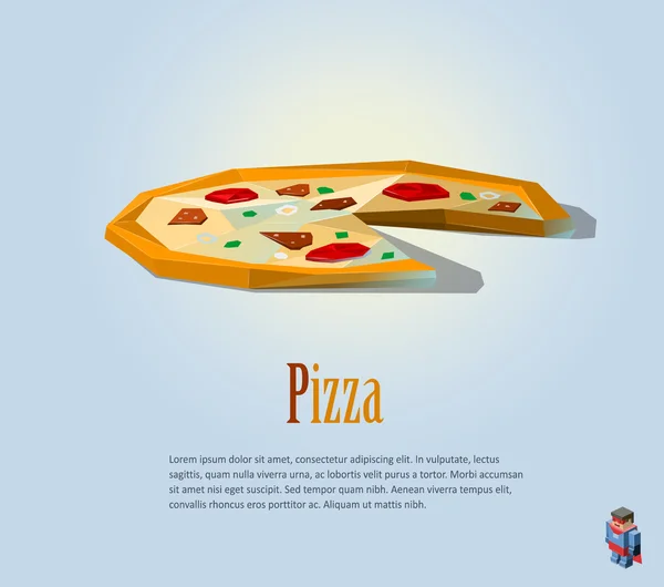 Полигональная иллюстрация пиццы, икона современной еды, низкая поли, итальянская кухня — стоковый вектор
