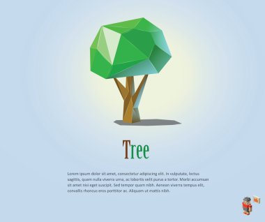 Yeşil ağaç, modern düşük Poli ekolojik simgesi Printvector çokgen çizimi