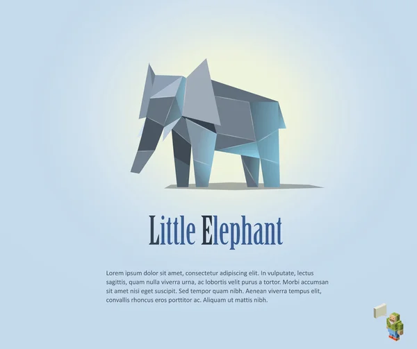 Geometric baby elephant illustration in polygonal style.  low poly. Animal triangle icon. Modern isolated object — Stock Vector