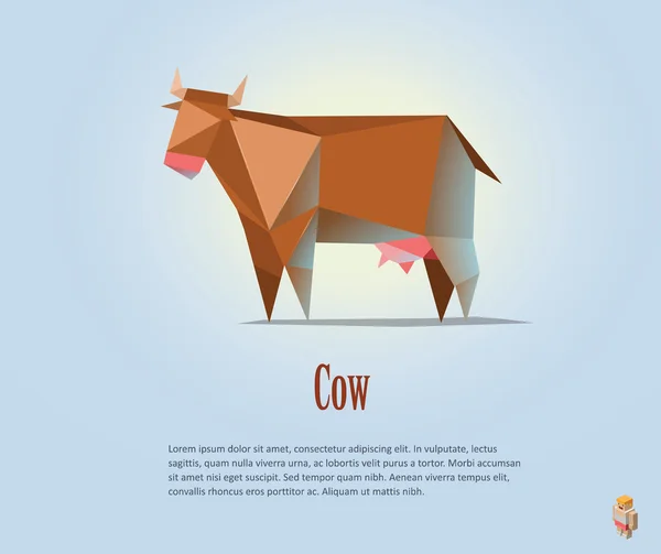 Illustration vectorielle polygonale de vache rouge avec lait — Image vectorielle