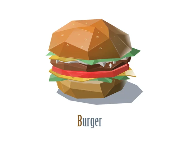 Vektorové ilustrace hamburger, polygonální objekt, rychlé občerstvení — Stockový vektor