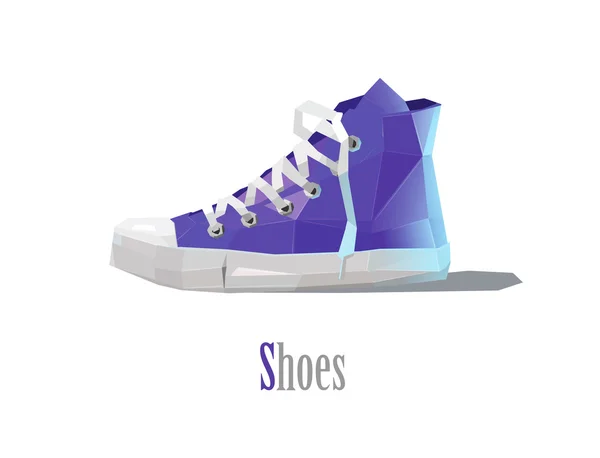 Veelhoekige vectorillustratie paarse Sneakers, moderne mode-icoon — Stockvector