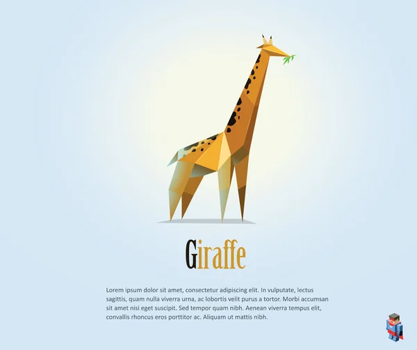 Vector polygonal illustration of giraffe, safari wild animal icon — Stock Vector