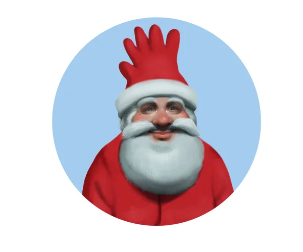 Cabeza de Santa Claus sobre un avatar de fondo azul — Foto de Stock