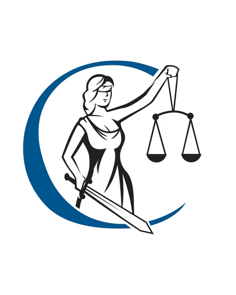 C Lady logotipo de la justicia — Vector de stock