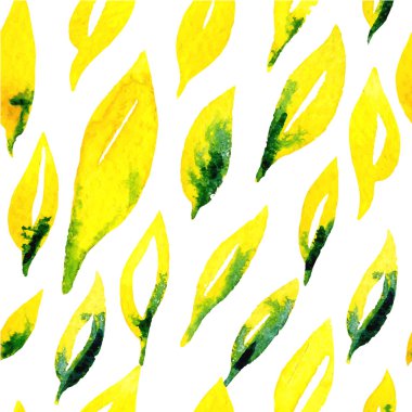 yeşil ve sarı suluboya ile desen bırakır