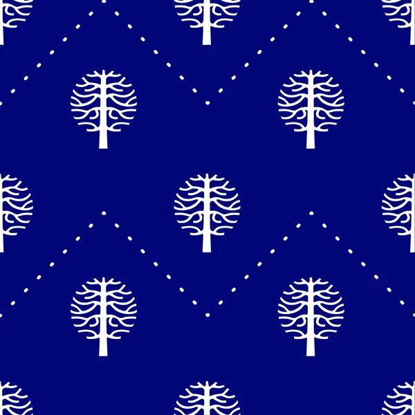 Seamless pattern with vector tree silhouette — Stock Vector