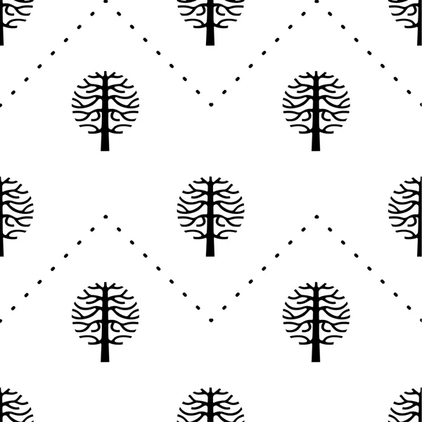 Seamless pattern with vector tree silhouette — Stock Vector