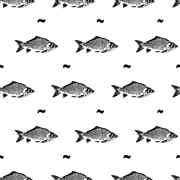 Векторный ручной рисунок с рыбой — стоковый вектор