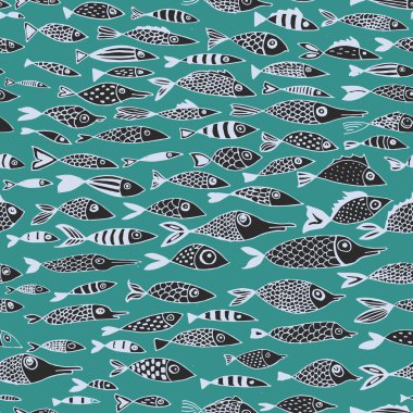 vektör seamless modeli ile balıkçı.