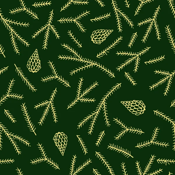 Бесшовный рисунок с еловыми ветвями. Векторная иллюстрация . — стоковый вектор