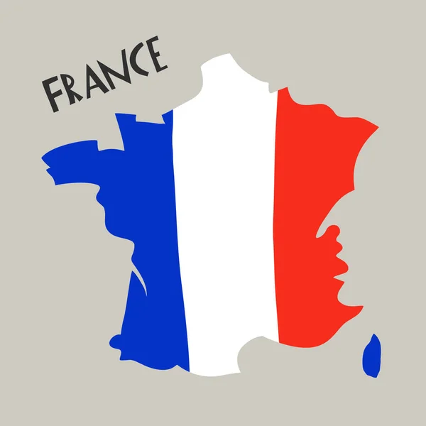 Vektör Eli Fransa Nın Bayraklı Stilize Haritasını Çizdi Seyahat Illüstrasyonu — Stok Vektör