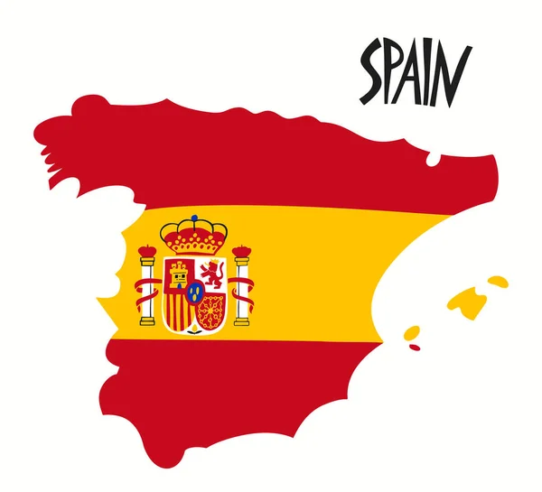 Vector Hand Drawn Stylized Map Spain Flag Travel Illustration Spain — Stock Vector