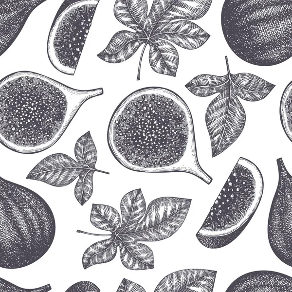 Yapımı Incir Meyvesi Pürüzsüz Desen Organik Taze Gıda Vektör Çizimi — Stok Vektör
