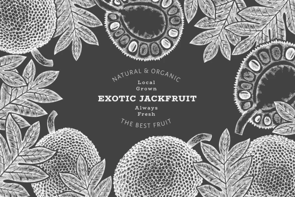 Ręcznie Rysowany Szkic Stylu Jackfruit Banner Organiczny Wektor Świeżych Owoców — Wektor stockowy