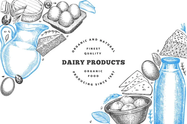 Modelo Design Alimentos Agrícolas Ilustração Leite Vetorial Desenhado Mão Estilo —  Vetores de Stock
