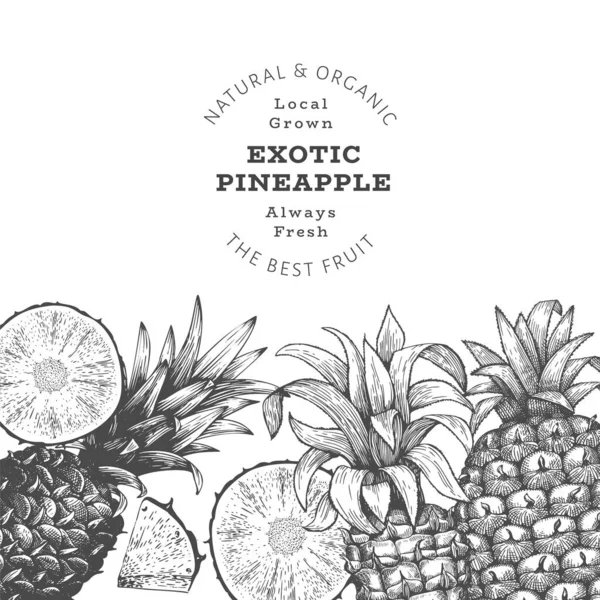 Ręcznie Rysowany Szkic Stylu Ananasa Organiczny Świeży Wektor Owoców Ilustracja — Wektor stockowy