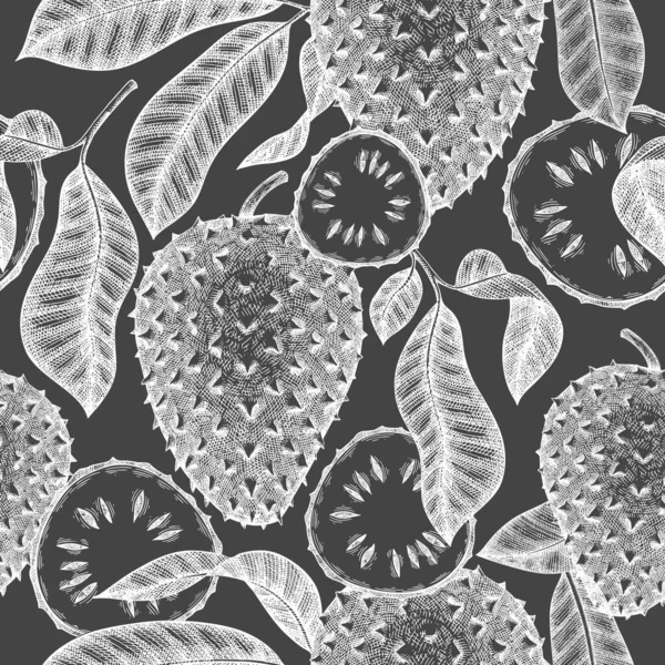 Χειροποίητο Σκίτσο Στυλ Soursop Φρούτα Αδιάλειπτη Μοτίβο Βιολογική Απεικόνιση Φορέων — Διανυσματικό Αρχείο