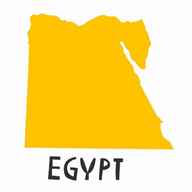 Vektör eliyle çizilmiş Mısır haritası. Mısır Arap Cumhuriyeti 'nin seyahat çizimi. El çizimi resimli harfler. Afrika haritası ögesi