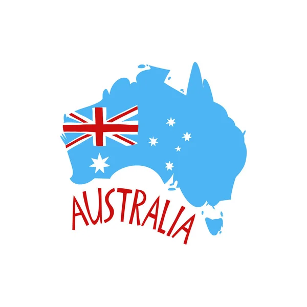 ベクトルハンドはオーストラリアの様式化された地図を描いた オーストラリア連邦の旅行イラスト形 手書き文字イラスト 南の土地地図要素 — ストックベクタ