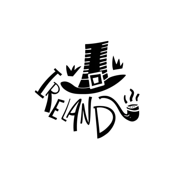 Wektor Ręcznie Rysowane Logo Irlandii Ilustracja Podróży Kształtu Republiki Irlandii — Wektor stockowy