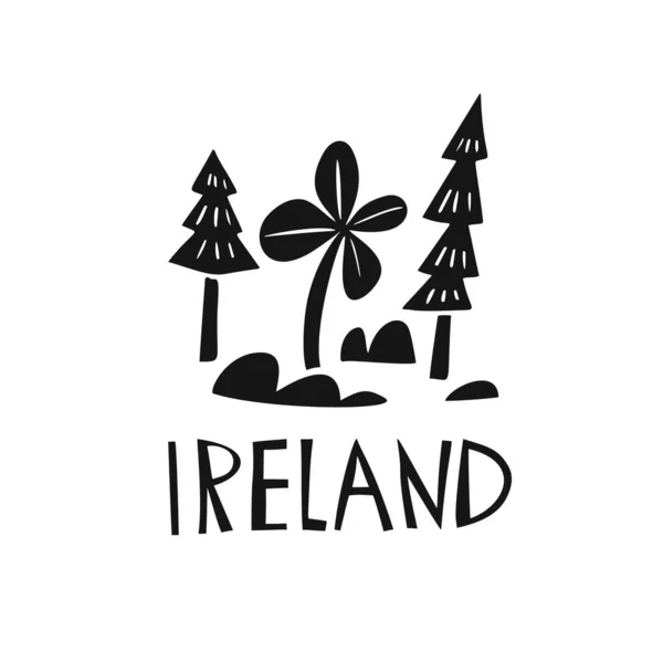 Vector Handgezeichnetes Irland Logo Reiseillustration Der Republik Irland Handgezeichnete Schriftzeichnung — Stockvektor