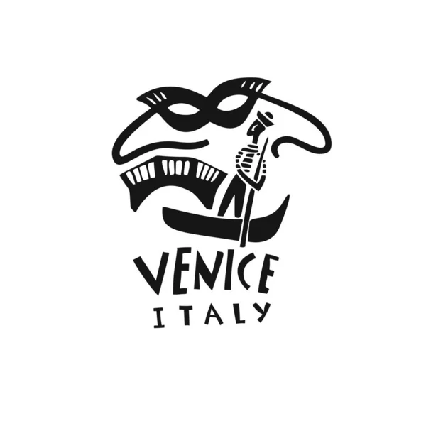 Vector Handgezeichnetes Italien Etikett Reiseillustration Von Venedig Handgezeichnete Schriftzeichnung Logo — Stockvektor