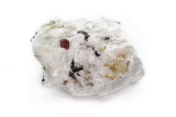 Close-up dari mineral alami dengan kristal Zircon merah — Stok Foto