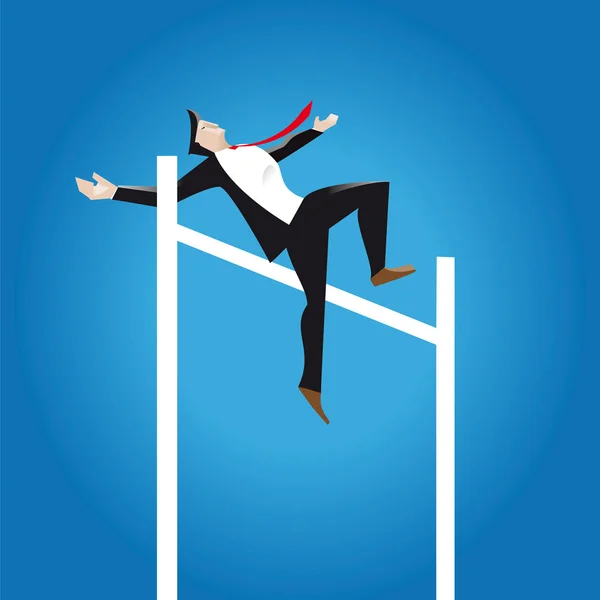 Jumping over obstacle of business — Stock Vector