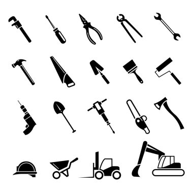 Complete set of icons of tools for home repairs, construction, assembly clipart
